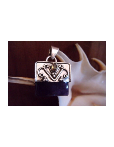 Colgante de plata y AMATISTA RECTANGULAR y CITRINE