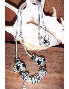 gargantilla collar chapado en plata  Y PIEDRAS TIPO PANDORA EN AZUL   Y PIEDRAS TIPO PANDORA EN NEGRO