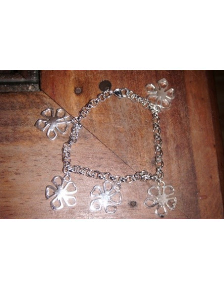 Pulseras de plata y PLATA CON 5 FLORES TRABAJADAS