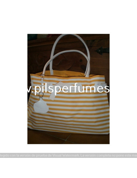 BOLSA LANCÔME: EXTRA-GRANDE A RAYAS BLANCO Y AMARILLO