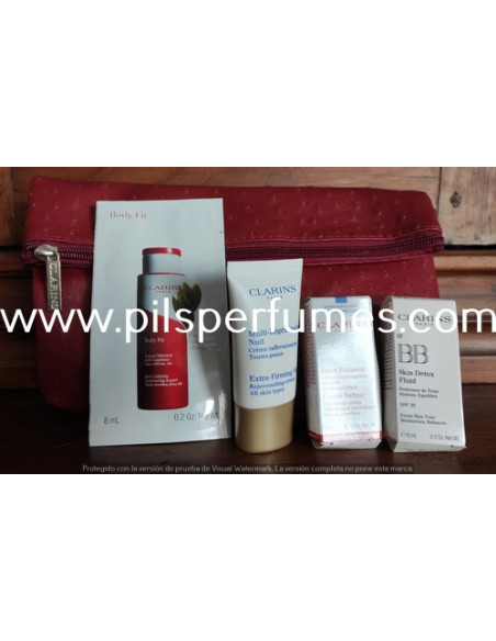 NECESER CLARINS ROJO  CON RELIEVE CON 4 PRODUCTOS