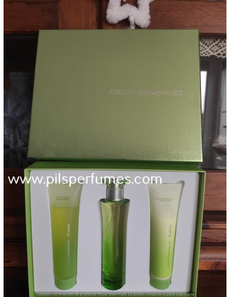 Te Verde de Adolfo Dominguez SET 100 ml VAPORIZADOR eau de toilette fraîche+LECHE CUERPO 100 ml+GEL 100 ml
