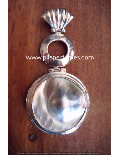 Colgante de plata y MADREPERLA REDONDA AZUL- GRISACEA