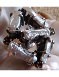 Anillo de plata PELAS ALARGADAS Y DIFERENTES PIEDRAS: TALLA:8 ANILLO MUY GRANDE