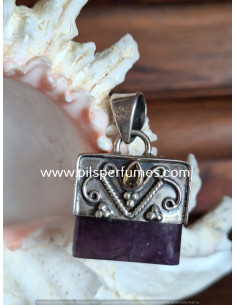 Colgante de plata y AMATISTA RECTANGULAR y CITRINE